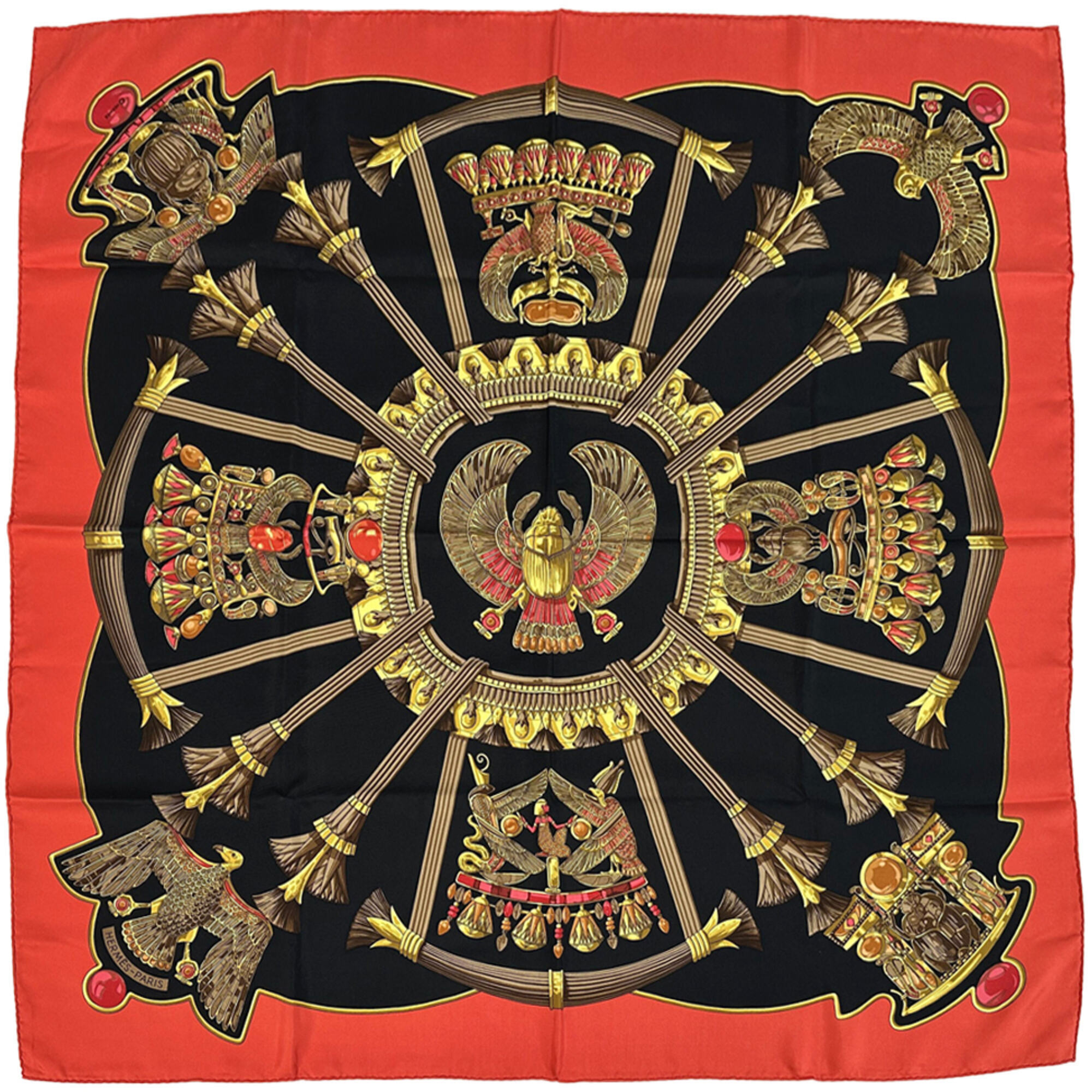 Hermes Authentic Black Silk Scarf